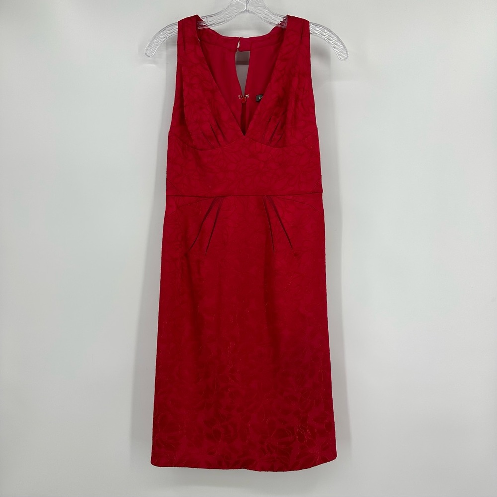 Zac Posen Silk Floral Brocade Halter Dress Red Size 4